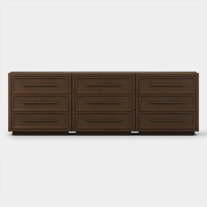 Alvar 95″ Oak 9-Drawer Chest(Set of 3)