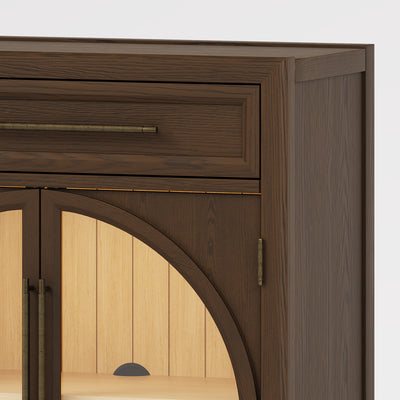 Alvar Arched 30" Oak Storage Cabinet with Drawers