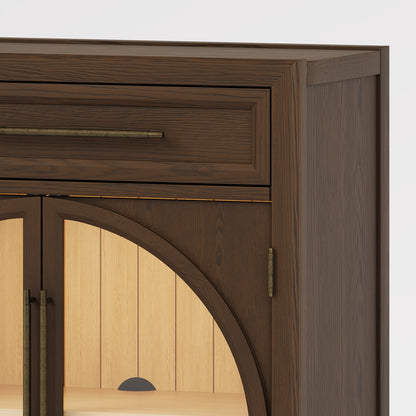 Alvar Arched 62.9" Oak Sideboard with Drawers(Set of 2)
