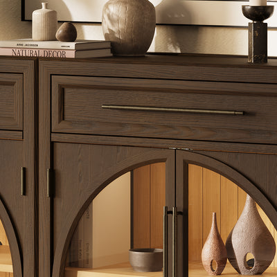 Alvar Arched 91" Oak Sideboard with Drawers(Set of 3)