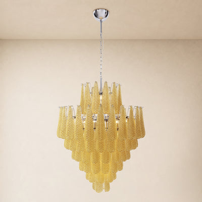 Veloria Murano Glass Leaf Tiered Chandelier 32"D