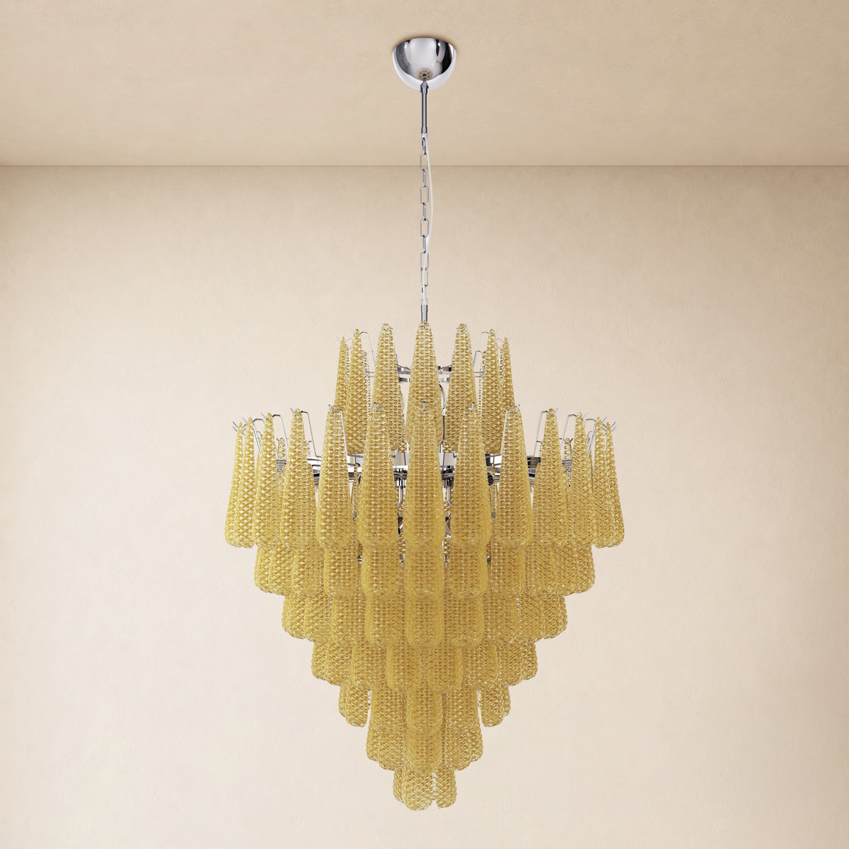 Veloria Murano Glass Leaf Tiered Chandelier 36"D