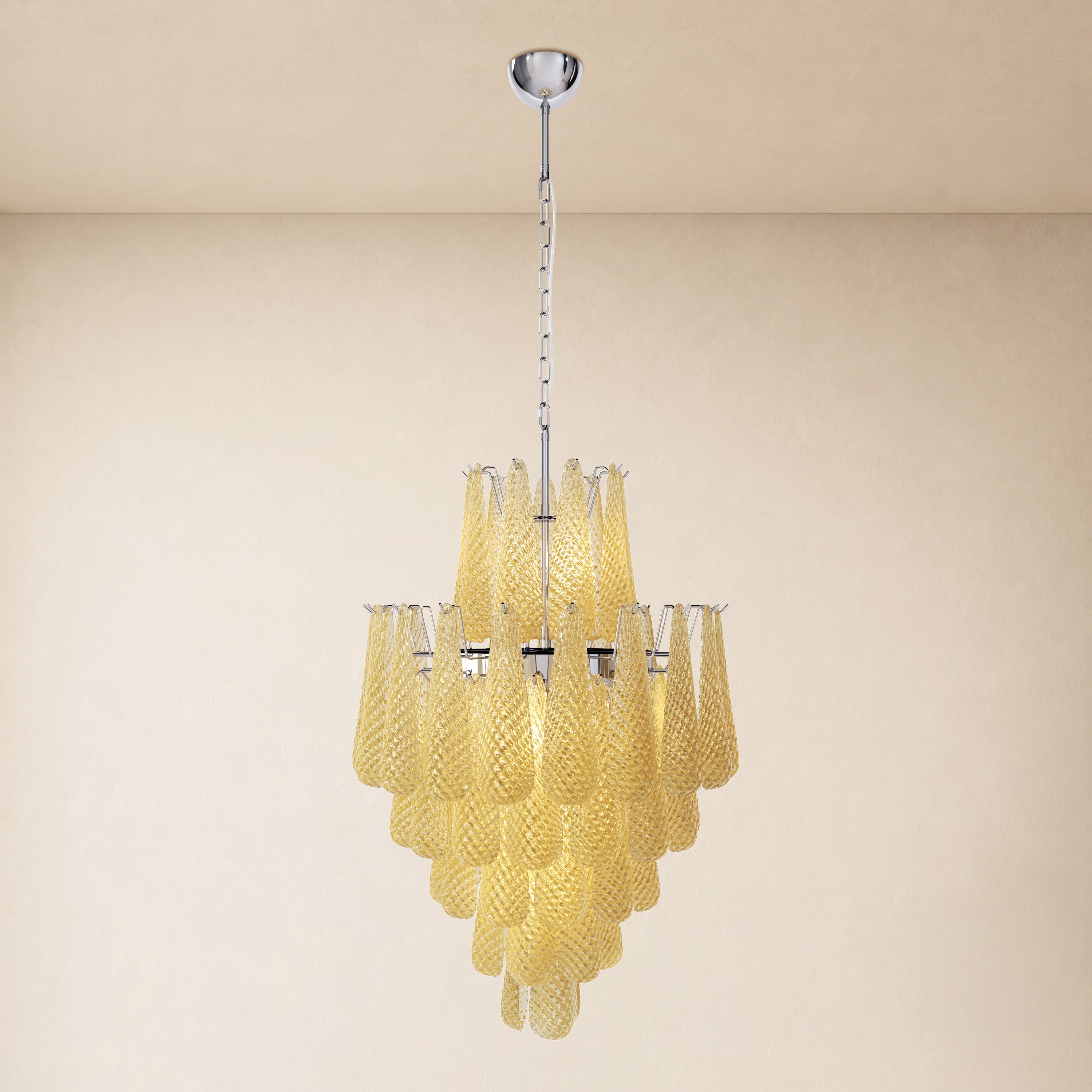 Veloria Murano Glass Leaf Tiered Chandelier 24"D