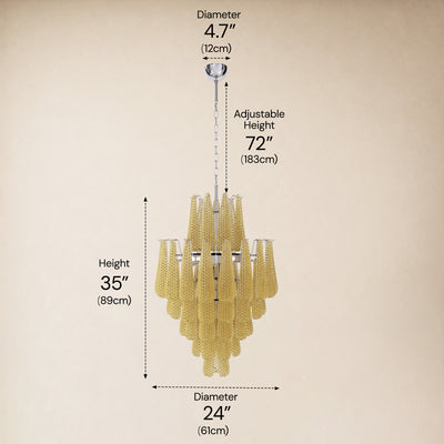Veloria Murano Glass Leaf Tiered Chandelier 24"D