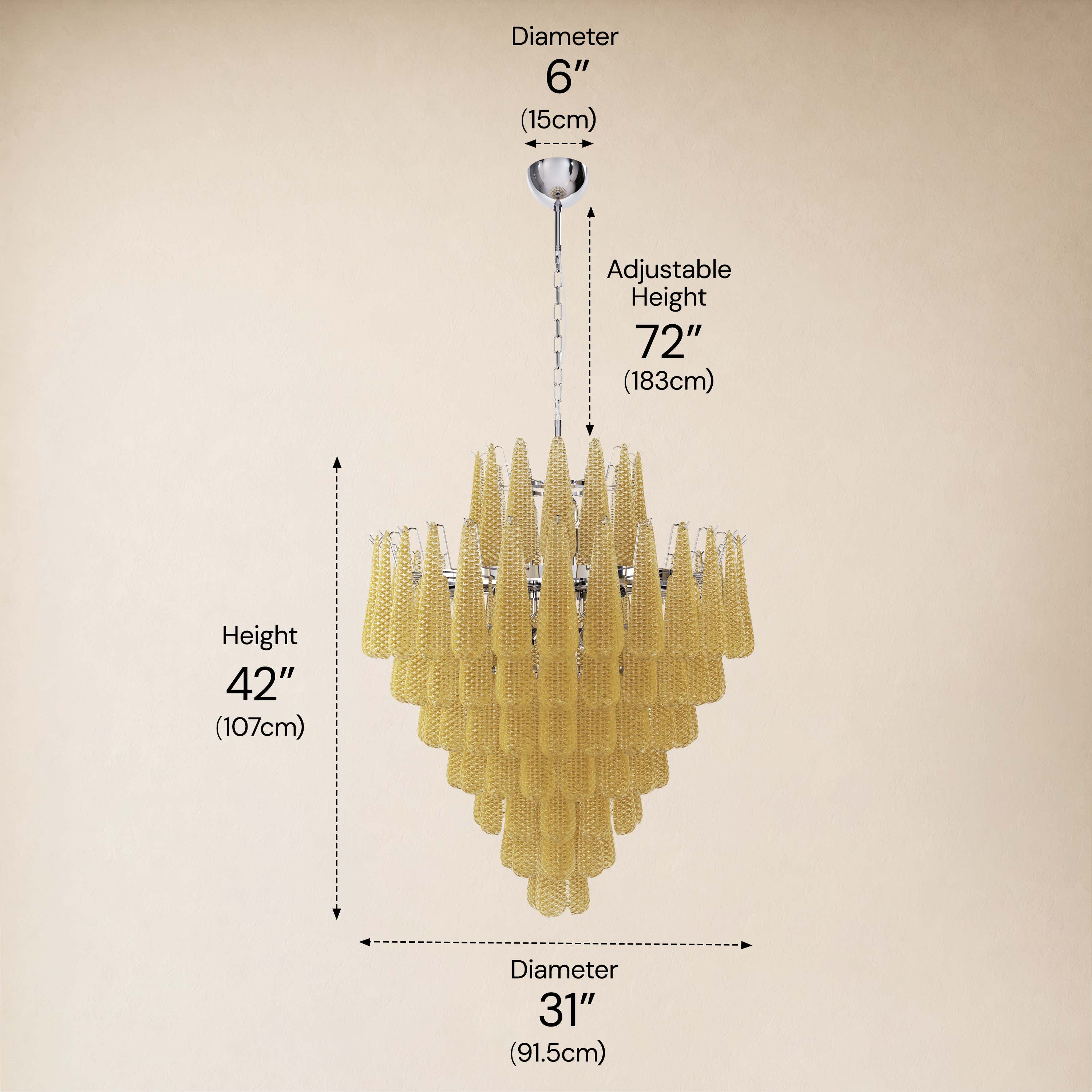 Veloria Murano Glass Leaf Tiered Chandelier 36"D dimensions 5