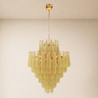 Veloria Murano Glass Leaf Tiered Chandelier 32"D