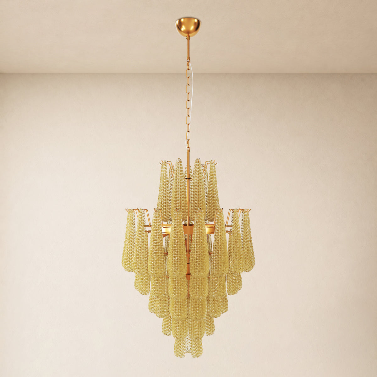 Veloria Murano Glass Leaf Tiered Chandelier 24"D
