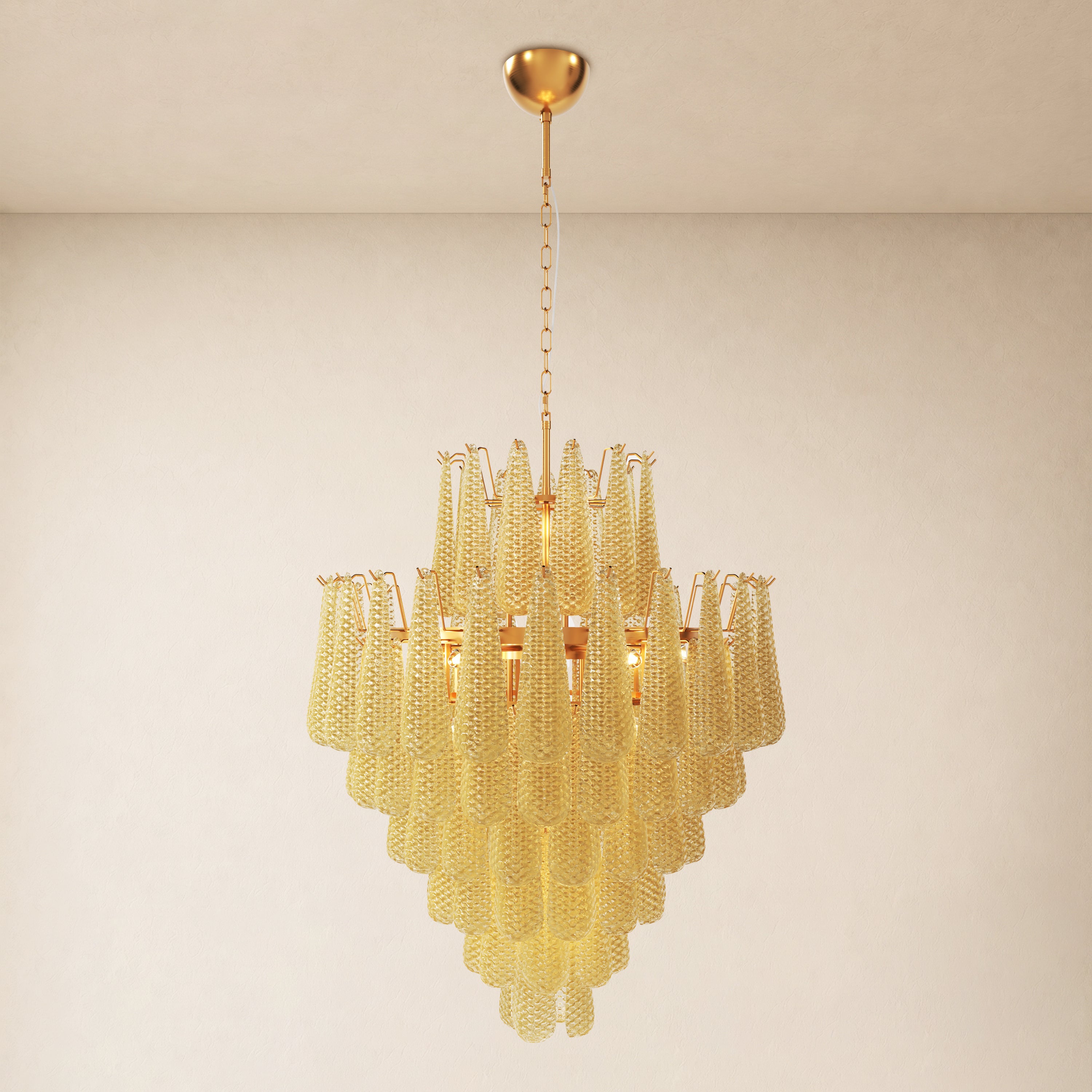 Veloria Murano Glass Leaf Tiered Chandelier 32"D