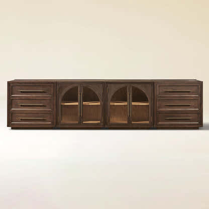 Alvar Arched 126″ Oak Modular Media Console(Set of 4)