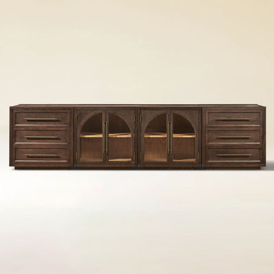 Alvar Arched 121″ Oak Modular Media Console(Set of 4)