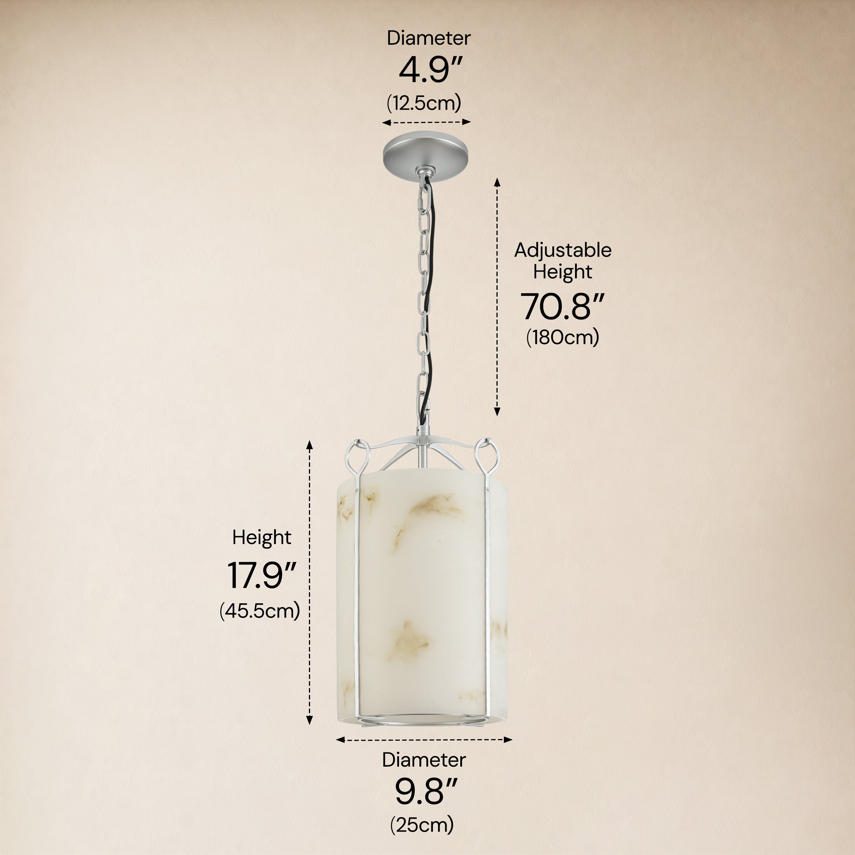 Alora Resin Alabaster Texture Round Pendant 9.8