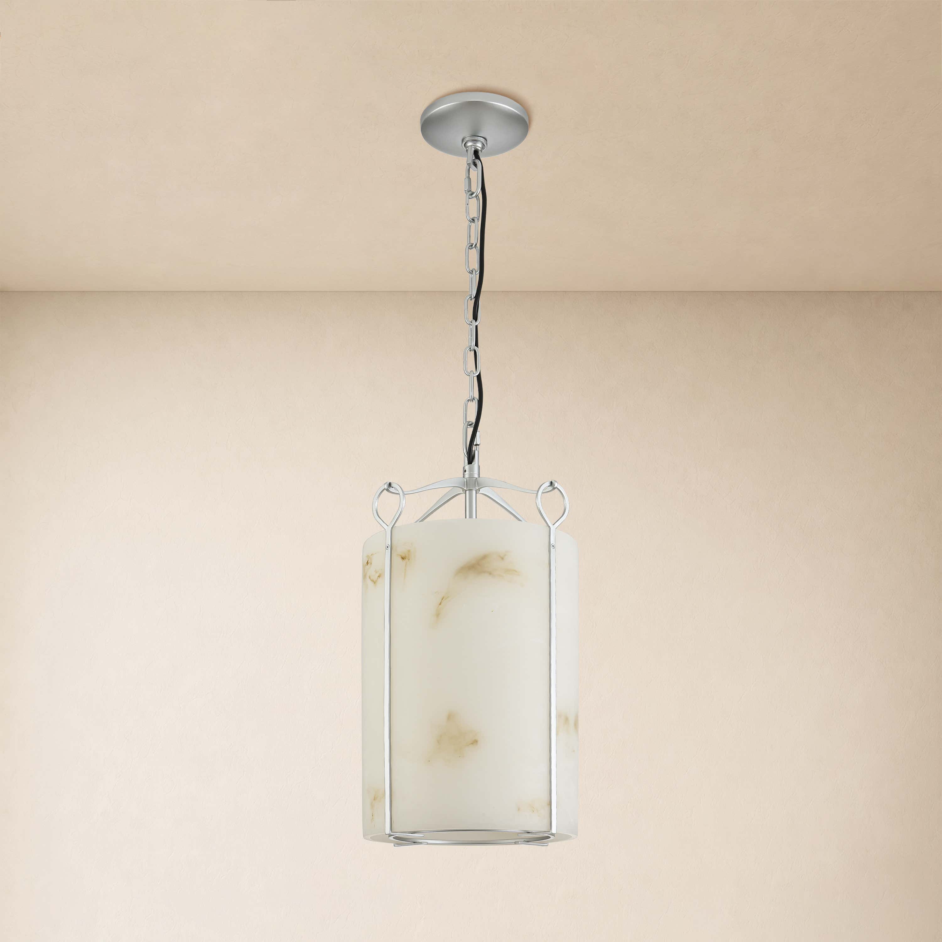 Alora Resin Alabaster Texture Round Pendant 9.8"W