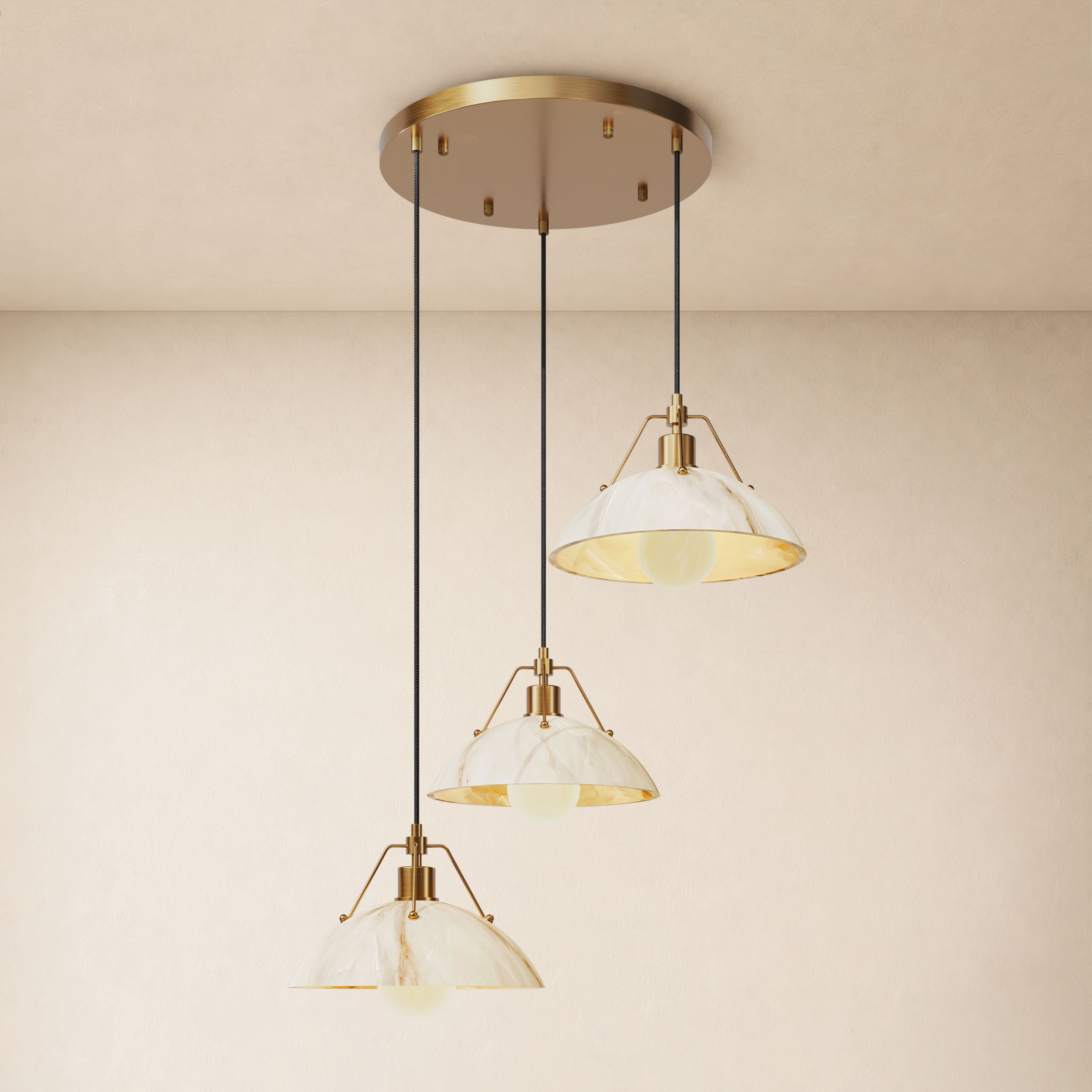 Aurevyn Resin 3-Light Round Pendant 15.7"D #Finish_Gold,Size_15.7"D
