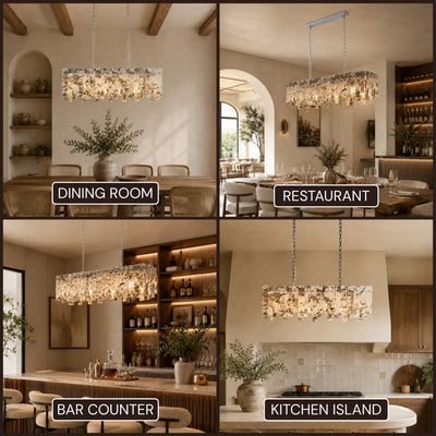 Pietra Quartzite Rectangular Linear Chandelier 36" 40"W