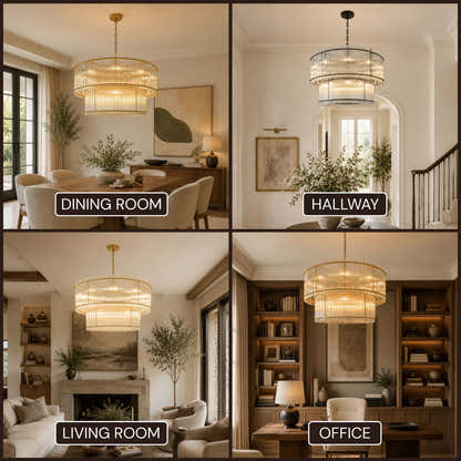 Solvayne Ribbed Glass Tiered Chandelier 48"