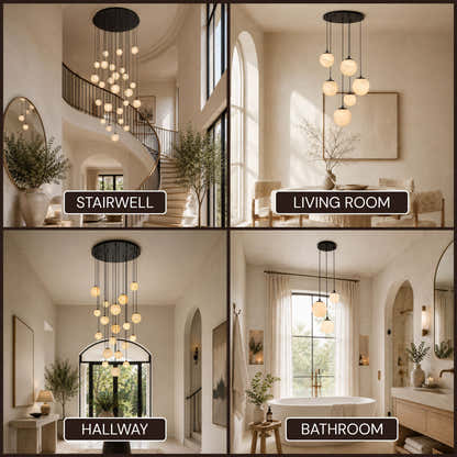 Elviora Resin Alabaster Globe Round Chandelier