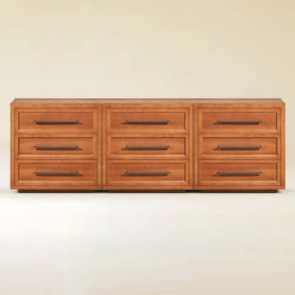 Alvar 95″ Oak 9-Drawer Chest(Set of 3)