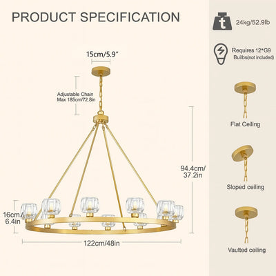 Vellum Round Chandelier 48"D