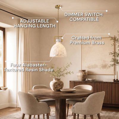 Lioren Resin Dome Pendant Light 10.2"D
