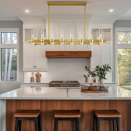 Cylora Glass Tube Rectangular Chandelier 54"W