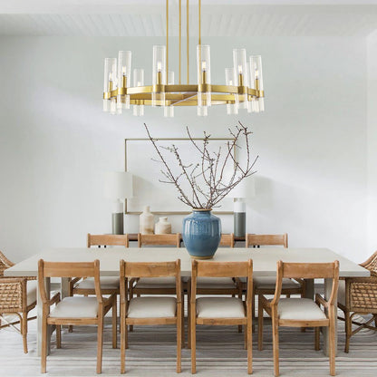 Cylora Glass Tube Round Chain Chandelier 48"