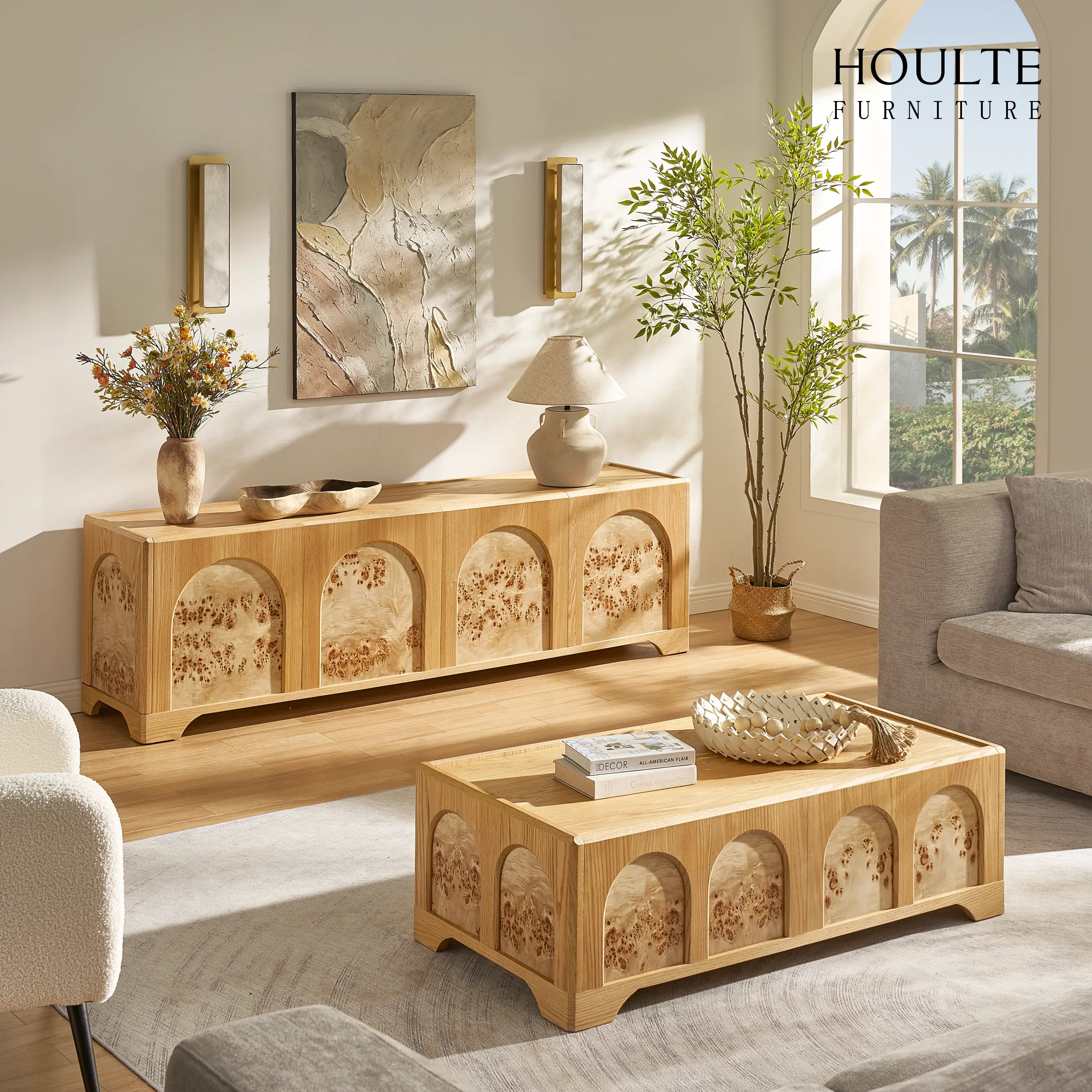 Aurora Oak Media Console 80"
