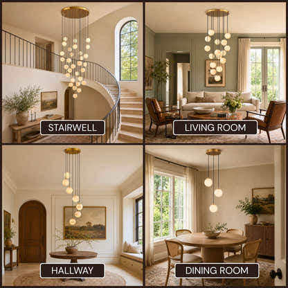 Solindra Resin Alabaster Texture Globe Cascade Chandelier