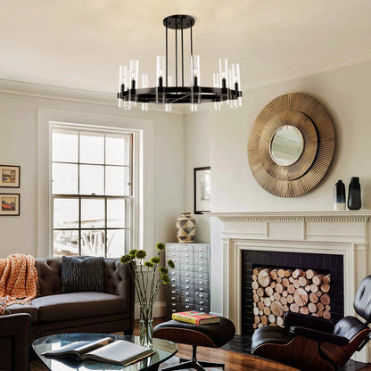 Cylora Glass Tube Round Chain Chandelier 48"