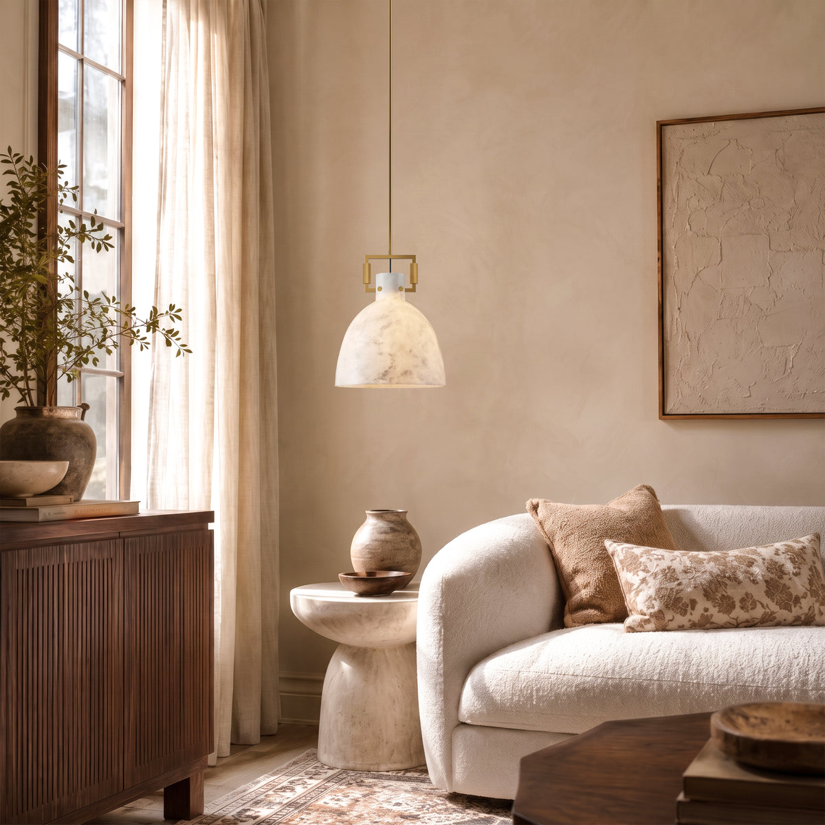 Lioren Resin Dome Pendant Light 10.2"D