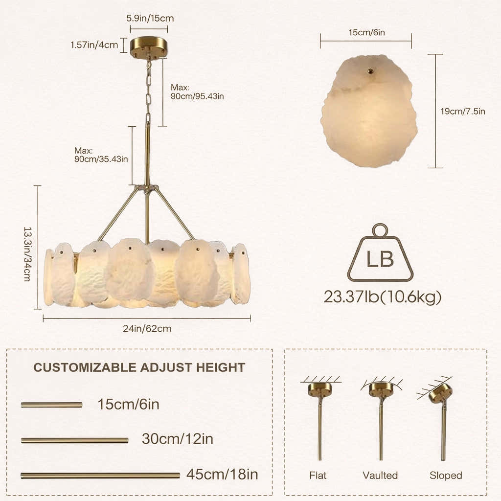 Moira Alabaster Round Chandelier 24"D