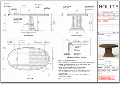 Ansel Dining Table Custom Ellipse Table Top 84"
