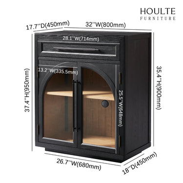 Alvar Arched 32" Oak Storage Cabinet with Drawers