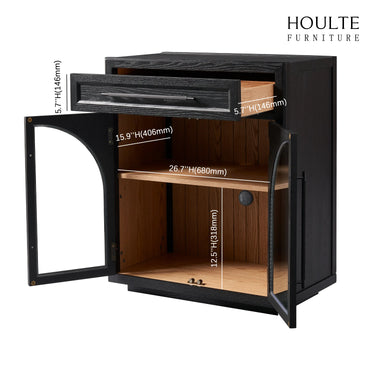 Alvar Arched 32" Oak Storage Cabinet with Drawers