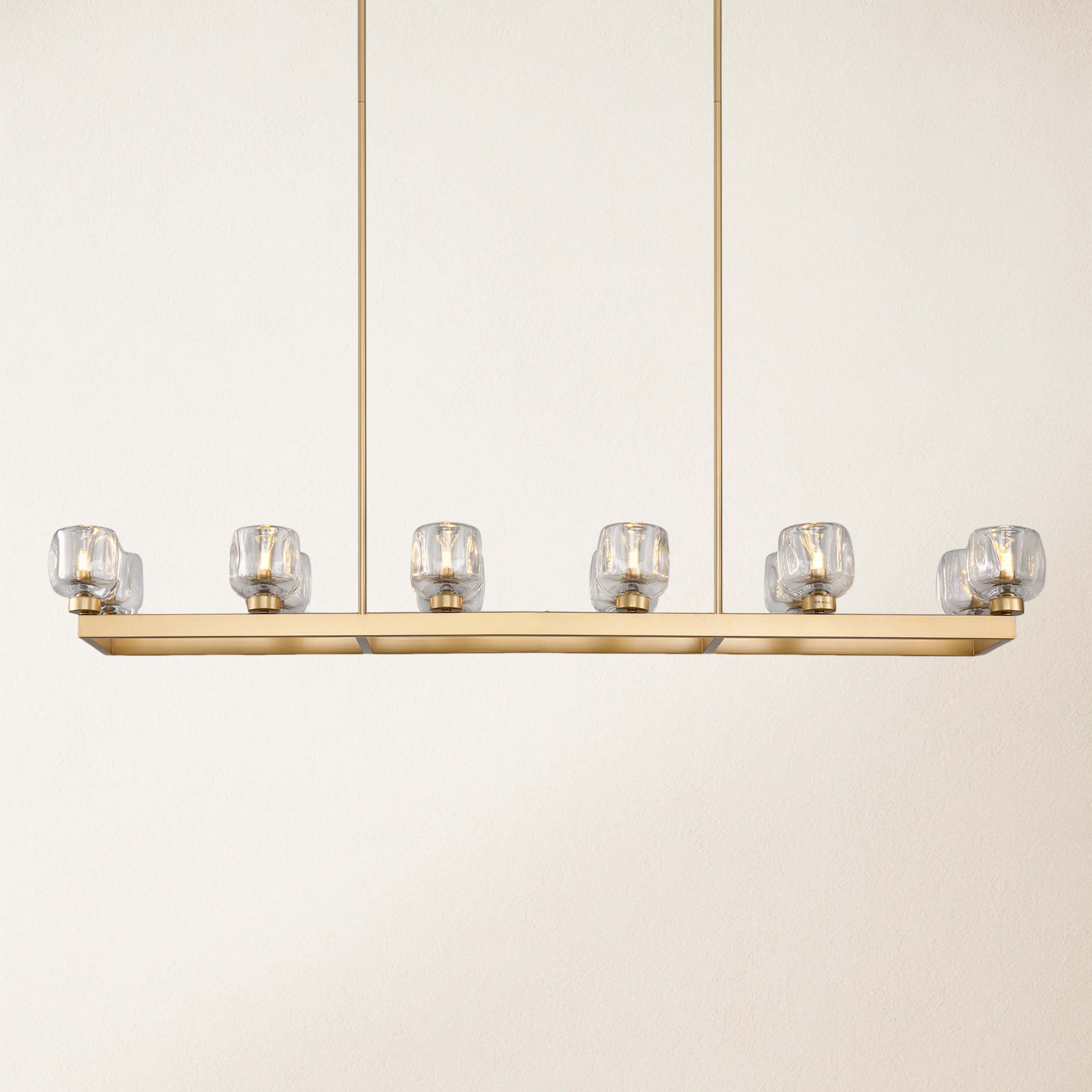 Vellum Rectangular Chandelier 59"W#Finish_Gold