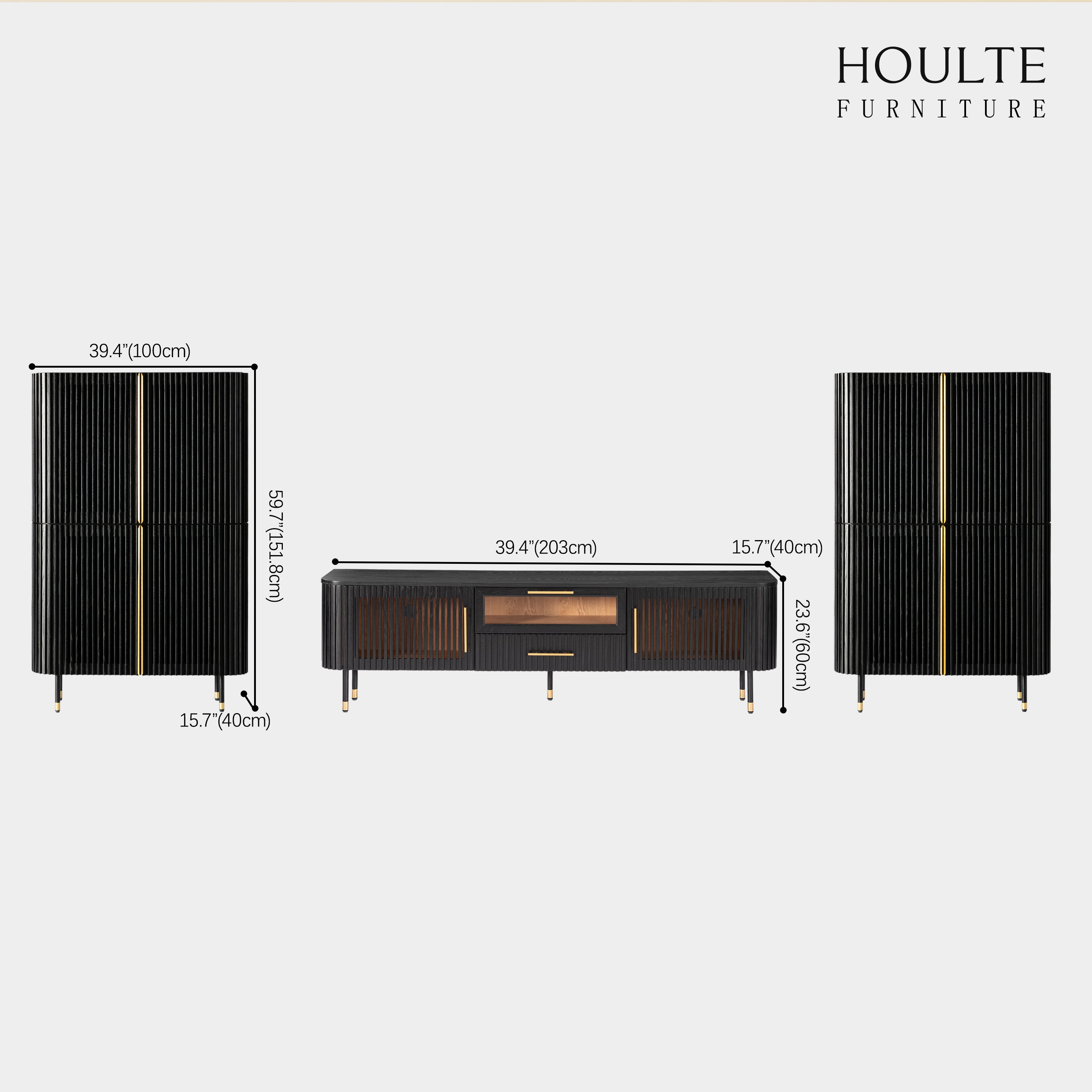 Ewan Oak Media Console and Cabinet Set