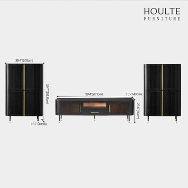 Ewan Oak Media Console and Cabinet Set