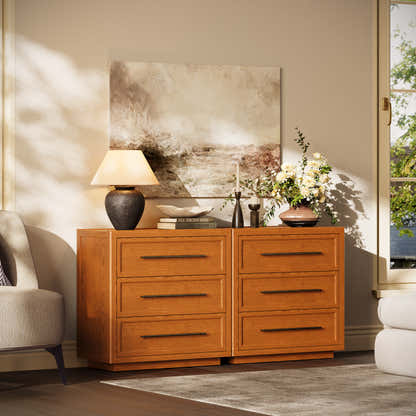 Alvar 63″ Oak 6-Drawer Chest(Set of 2)