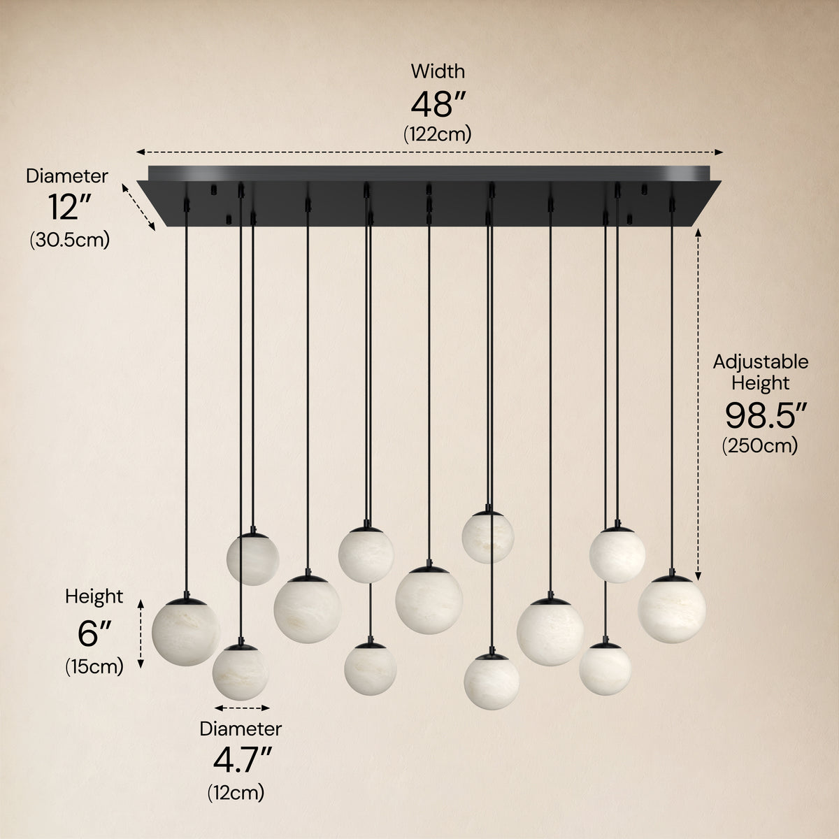 Elviora Resin Globe Rectangular Chandelier size-image 