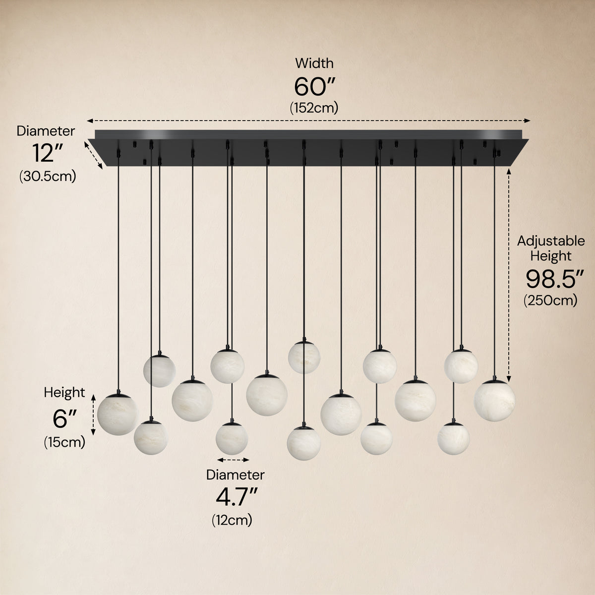 Elviora Resin Globe Rectangular Chandelier size-image 