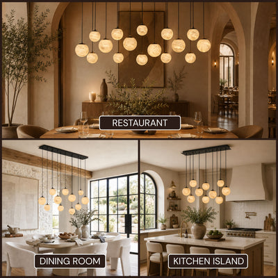 Elviora Resin Globe Rectangular Chandelier 