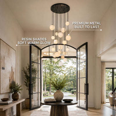 Elviora Resin Globe Round Chandelier 