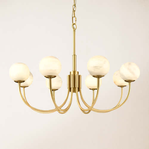 Modern Alabaster Round Art Chandelier 32"D