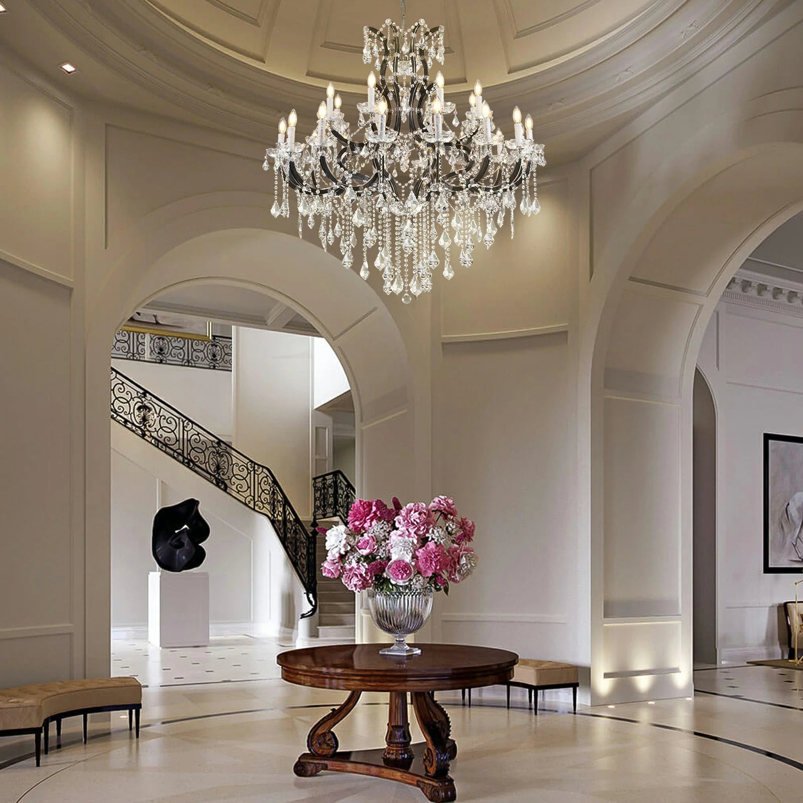 Roco Crystal Classical Round Chandelier 48"D