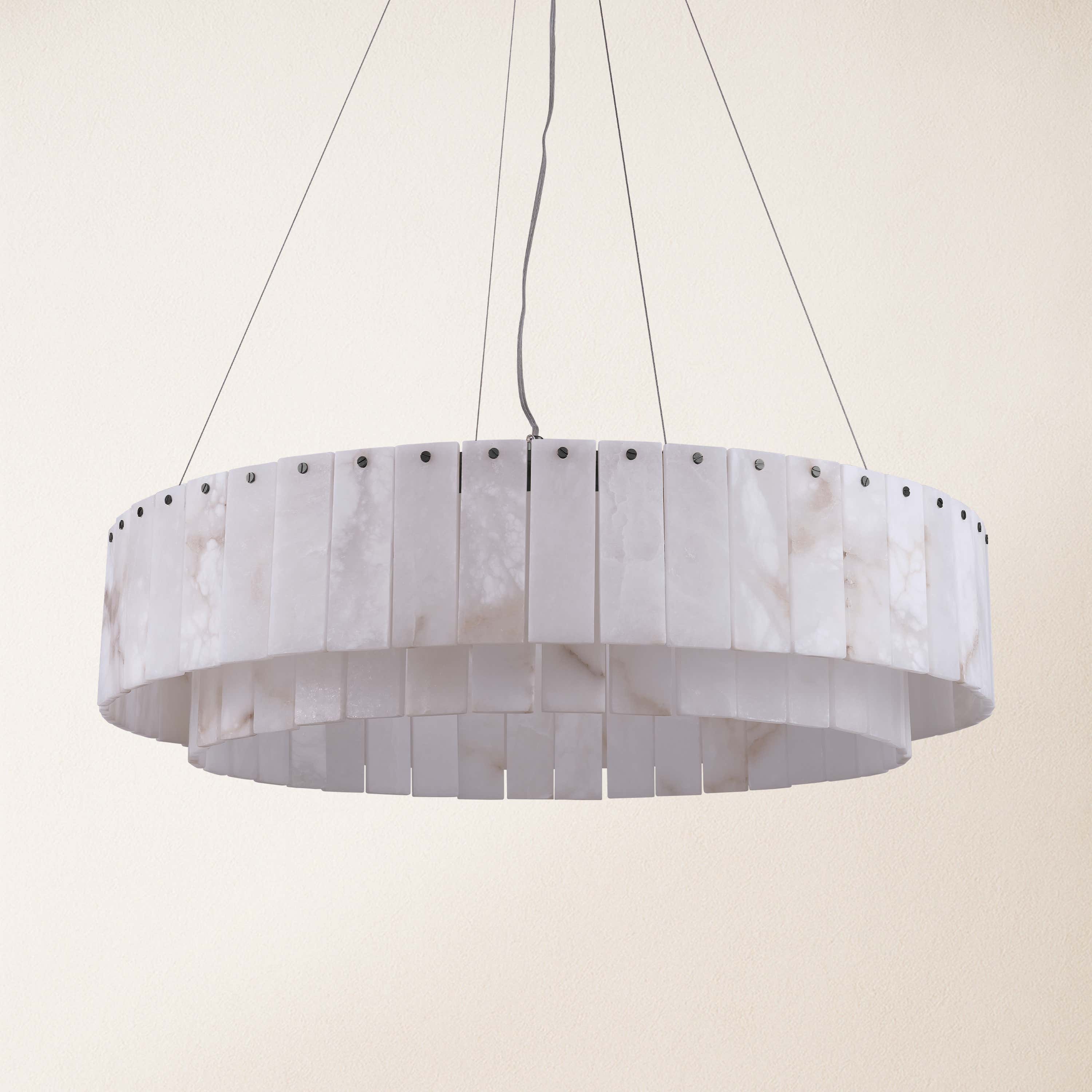 Sawyer Alabaster Round Chandelier 32"