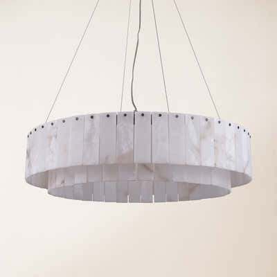Sawyer Alabaster Round Chandelier 32"