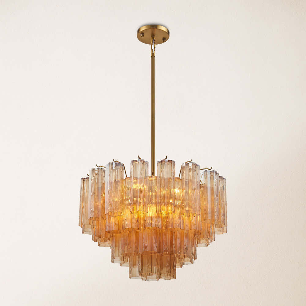 Dawel Glass Round Chandelier 24"D#Glass_Amber