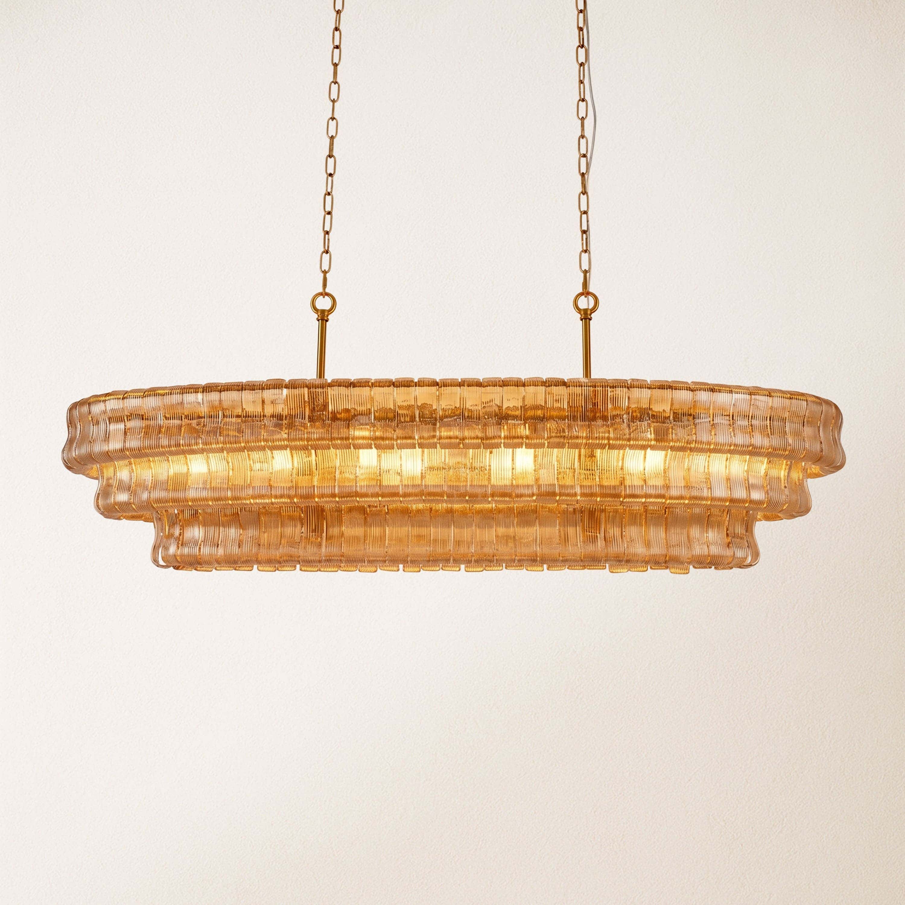 Ondalia Tiered Glass Oval Chandelier 54"W