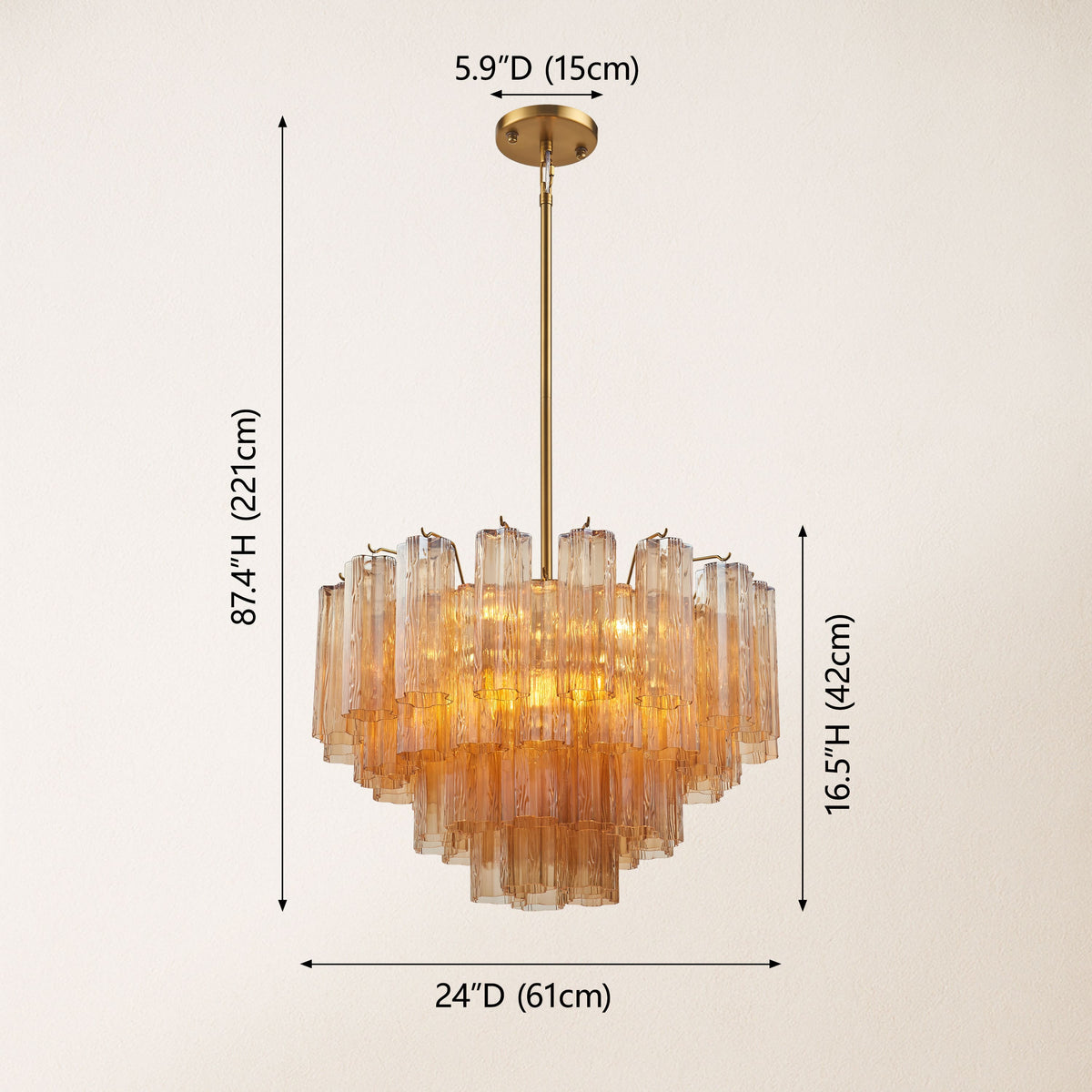 Dawel Glass Round Chandelier 24"D