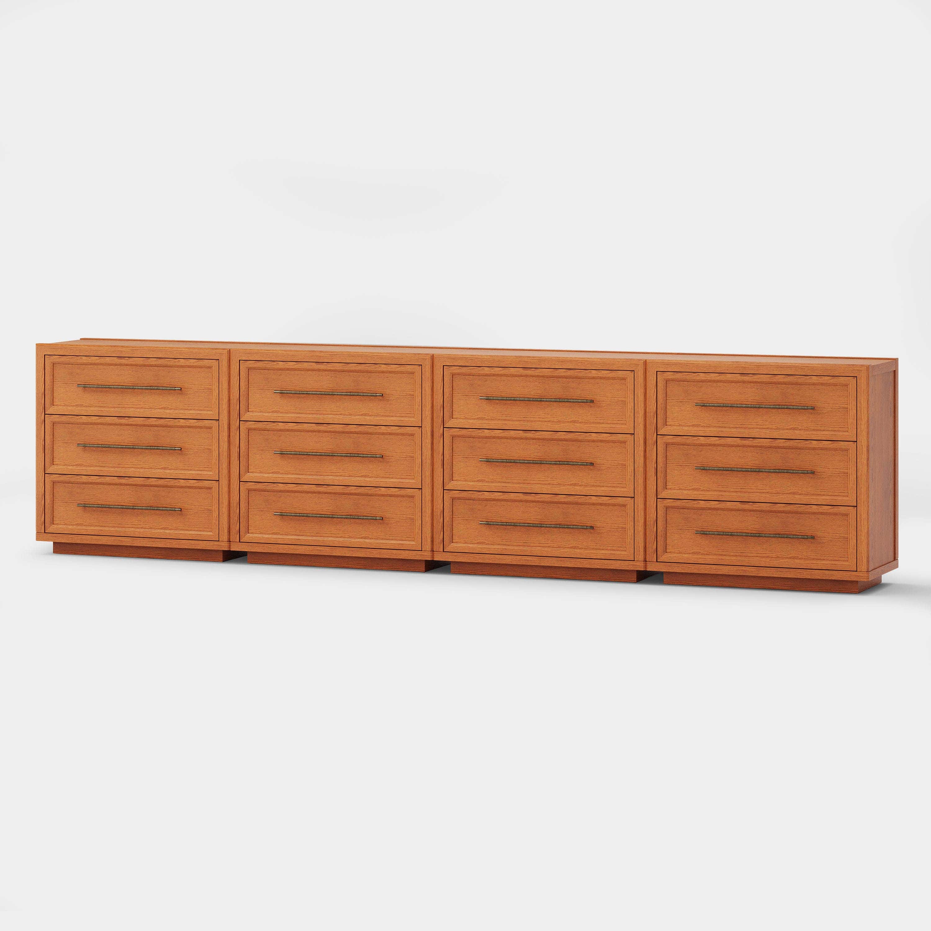 Alvar 126″ Oak 12-Drawer Chest(Set of 4)