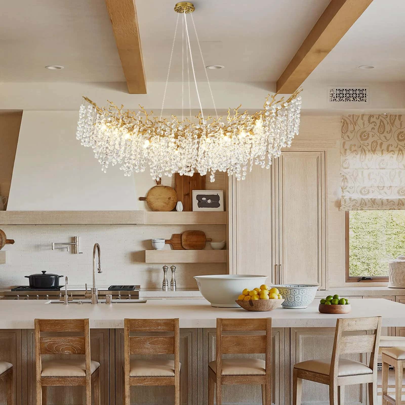 Lustre Branches Crystal Rectangular Chandelier 55"W